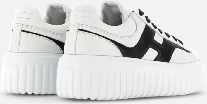 Hogan Gestreepte leren sneakers in zwart en wit White Dames