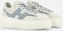 Hogan Gestreepte leren sneakers ivoor blauw detail White Dames - Thumbnail 2