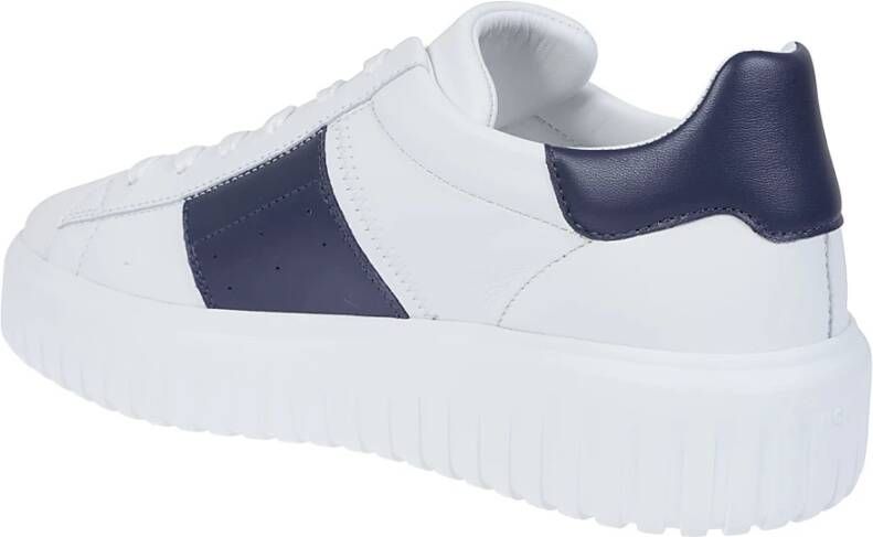 Hogan Gestreepte leren sneakers wit blauw White Heren