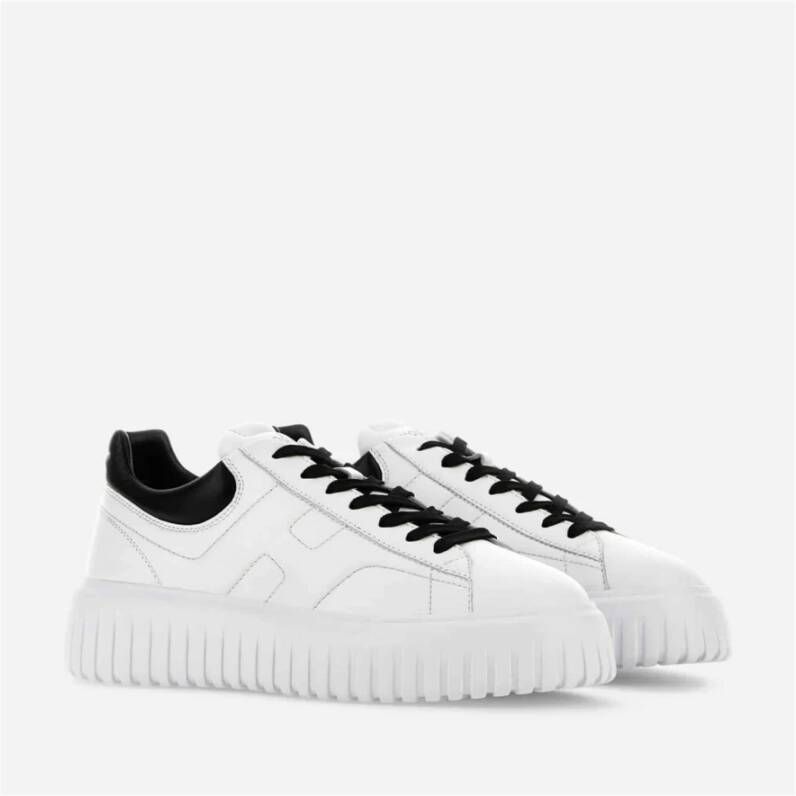 Hogan Gestreepte Leren Sneakers Zwart Wit White Heren