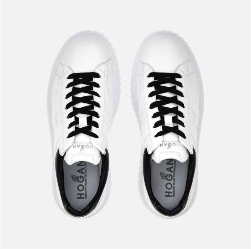 Hogan Gestreepte Leren Sneakers Zwart Wit White Heren