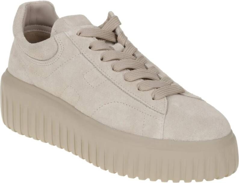 Hogan Gestreepte platte schoenen Beige Dames