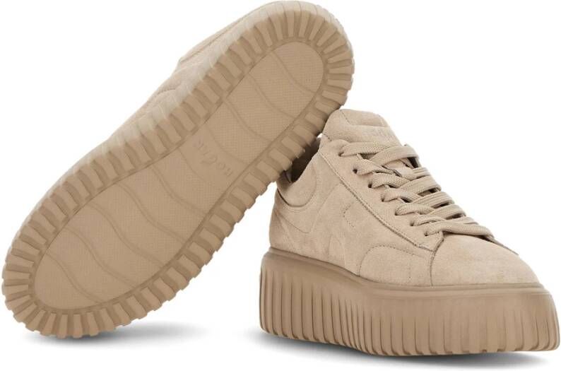 Hogan Gestreepte Sneakers Beige Dames