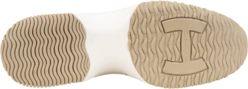 Hogan Gestreepte Stoffen Veterschoenen Beige Dames