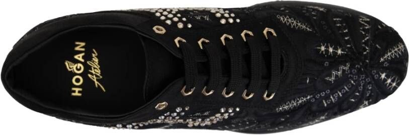 Hogan Gestreepte Stoffen Veterschoenen Black Dames