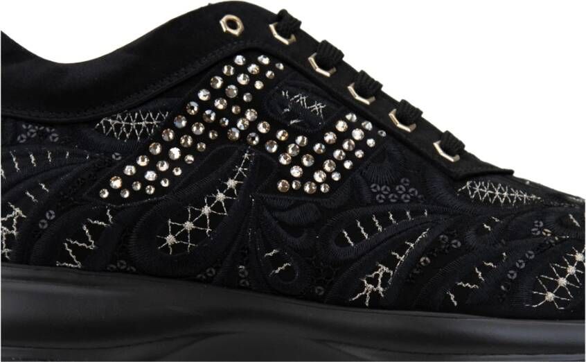 Hogan Gestreepte Stoffen Veterschoenen Black Dames