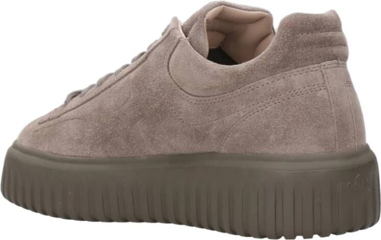 Hogan Gestreepte Suède Sneakers Beige Heren