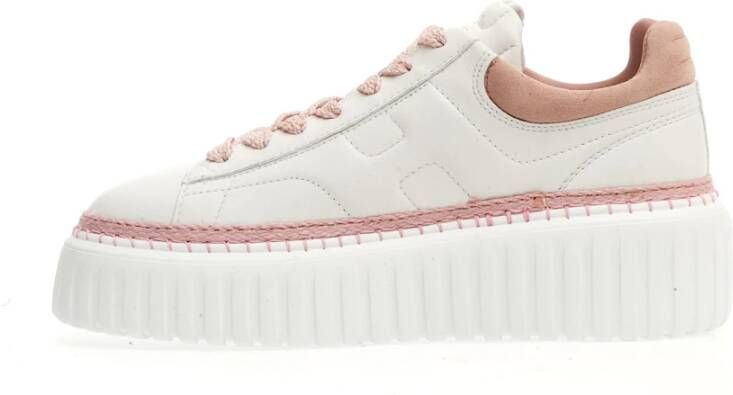 Hogan Gestreepte wit en roze sneakers White Dames