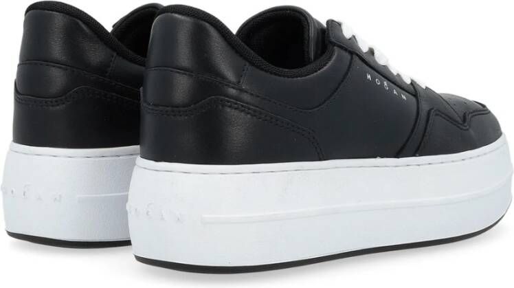 Hogan Geveterde Sneaker in Zwart Leer Black Dames