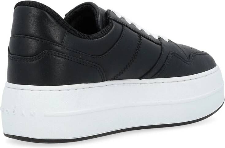 Hogan Geveterde Sneaker in Zwart Leer Black Dames