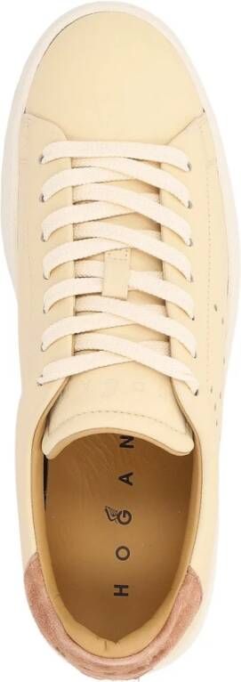 Hogan Geveterde Stijl Sneakers met Gaten Beige Dames