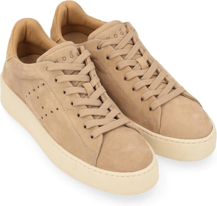 Hogan Geveterde Stijl Sneakers met Gaten Brown Dames