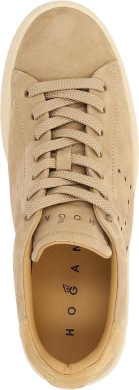 Hogan Geveterde Stijl Sneakers met Gaten Brown Dames