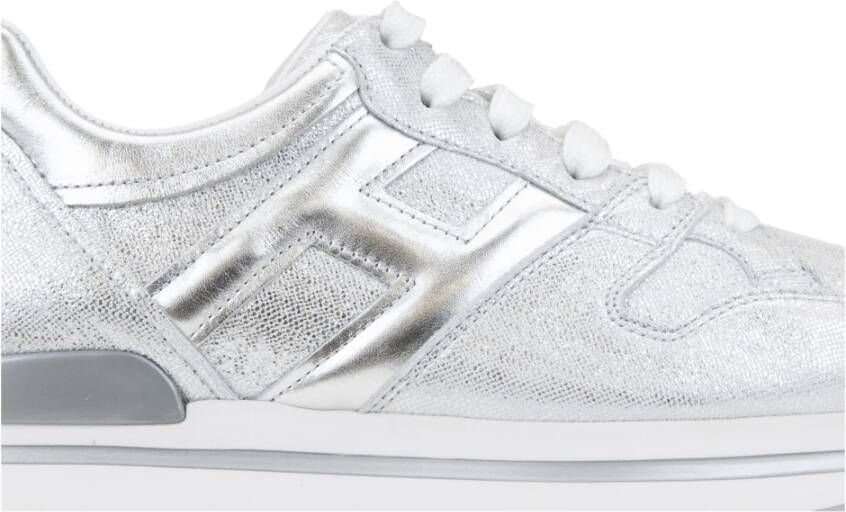 Hogan Glitter Leren Veterschoenen Gray Dames