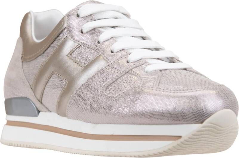 Hogan Glitter Leren Veterschoenen Pink Dames