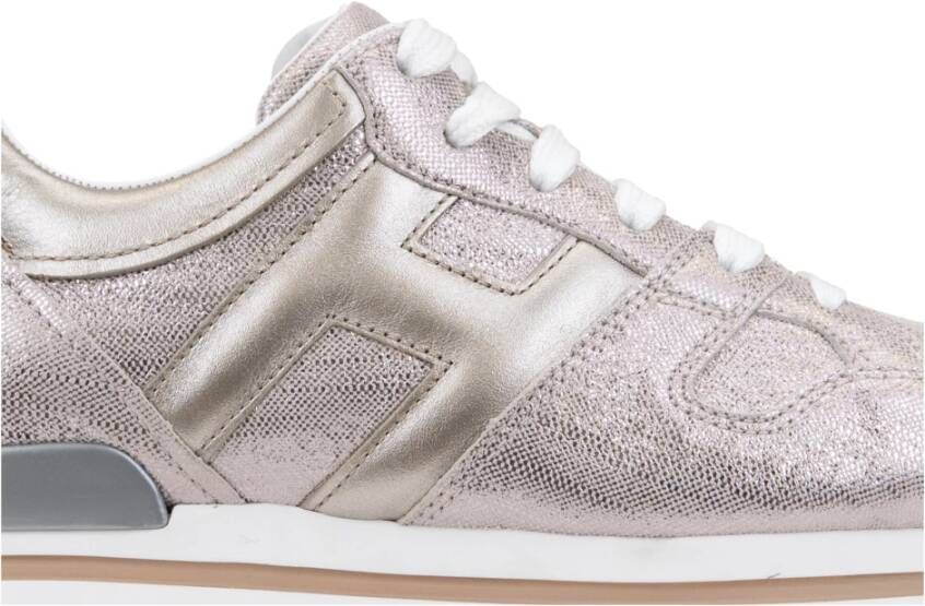 Hogan Glitter Leren Veterschoenen Pink Dames