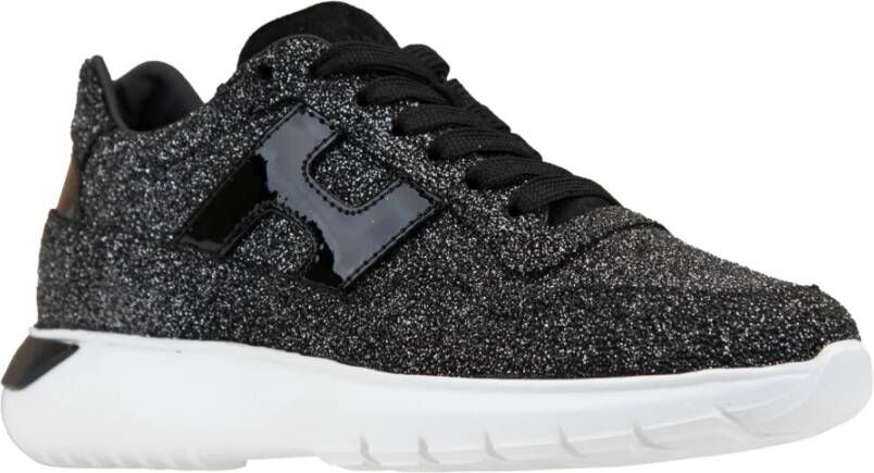 Hogan Glitter Leren Veterschoenen Vrouwen Black Dames