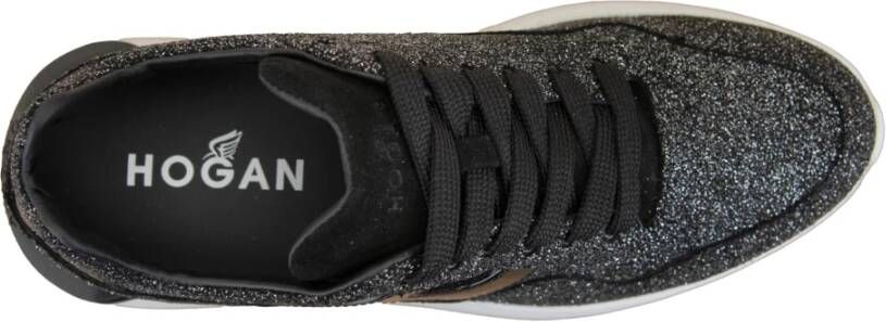 Hogan Glitter Leren Veterschoenen Vrouwen Black Dames