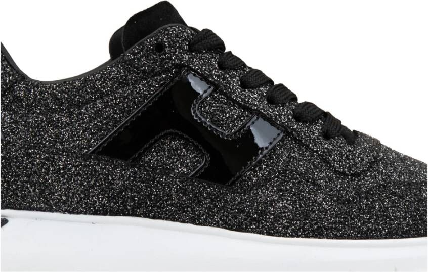 Hogan Glitter Leren Veterschoenen Vrouwen Black Dames