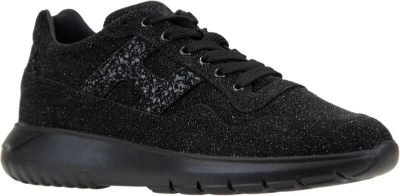 Hogan Glitter Leren Veterschoenen Vrouwen Black Dames