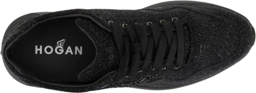 Hogan Glitter Leren Veterschoenen Vrouwen Black Dames