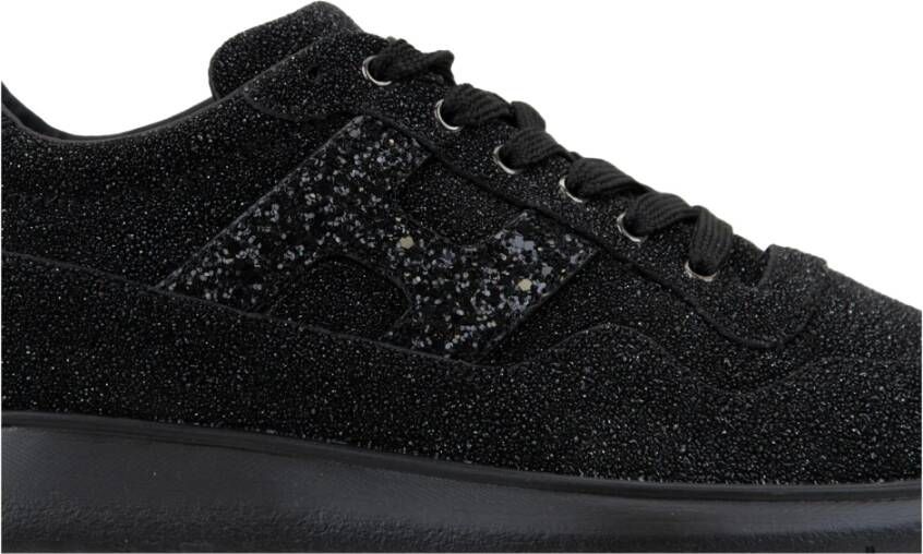 Hogan Glitter Leren Veterschoenen Vrouwen Black Dames