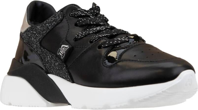 Hogan Glitter Leren Veterschoenen Vrouwen Black Dames