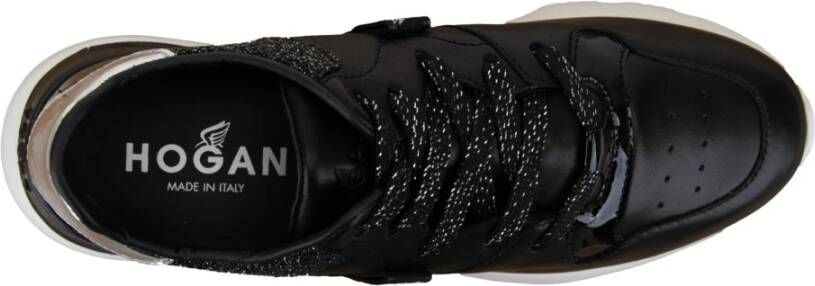 Hogan Glitter Leren Veterschoenen Vrouwen Black Dames