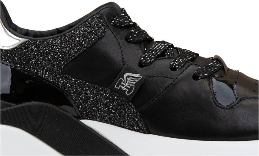 Hogan Glitter Leren Veterschoenen Vrouwen Black Dames