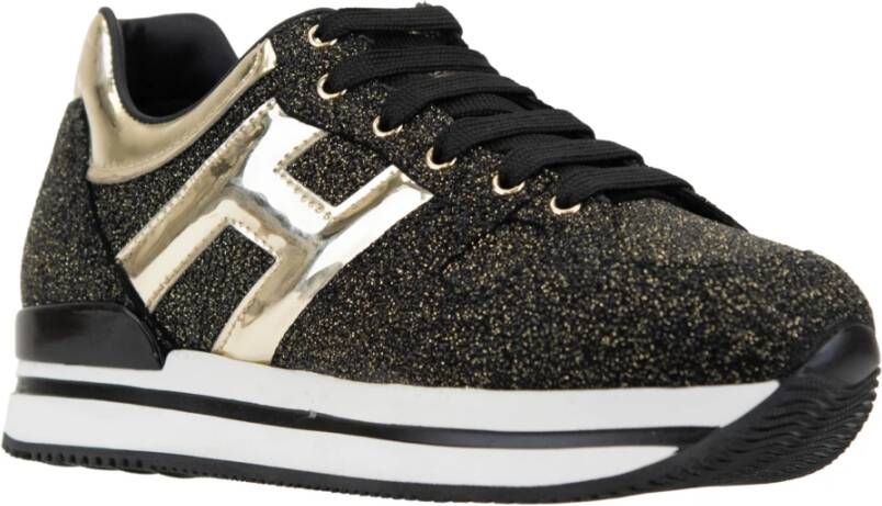 Hogan Glitter Leren Veterschoenen Vrouwen Black Dames