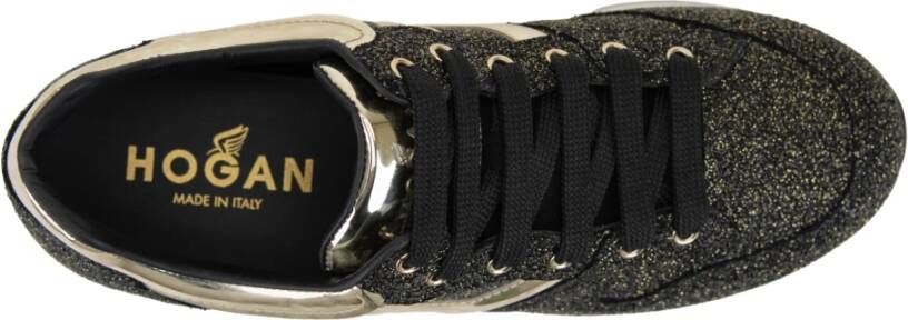 Hogan Glitter Leren Veterschoenen Vrouwen Black Dames