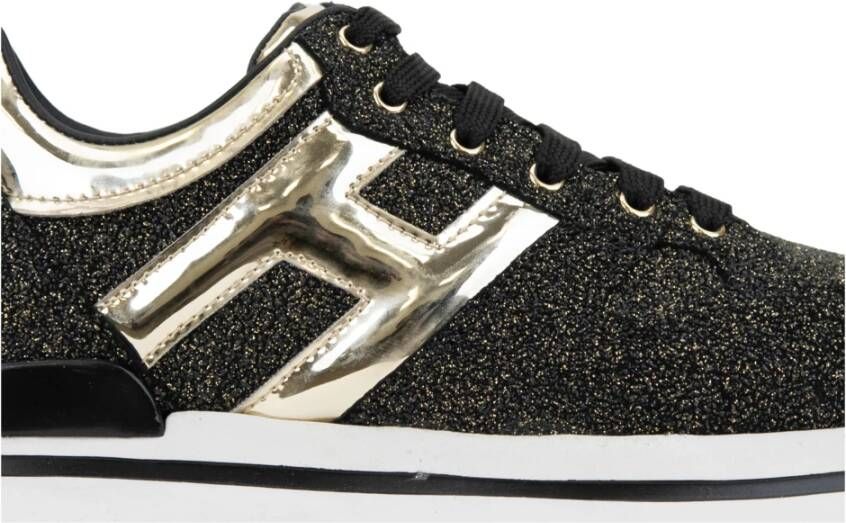 Hogan Glitter Leren Veterschoenen Vrouwen Black Dames