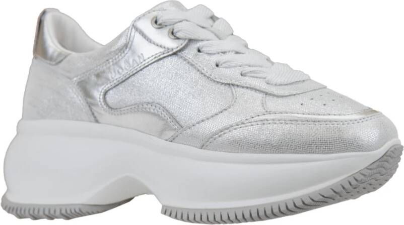 Hogan Glitter Leren Veterschoenen Vrouwen Gray Dames