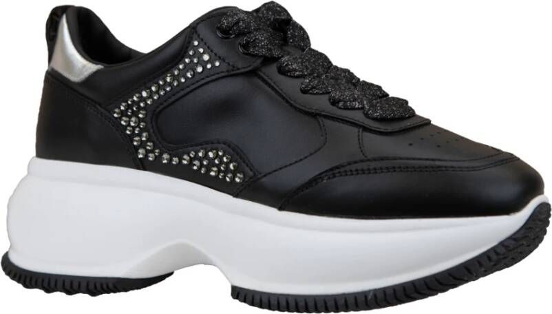 Hogan Glitter Veterschoenen voor Vrouwen Black Dames