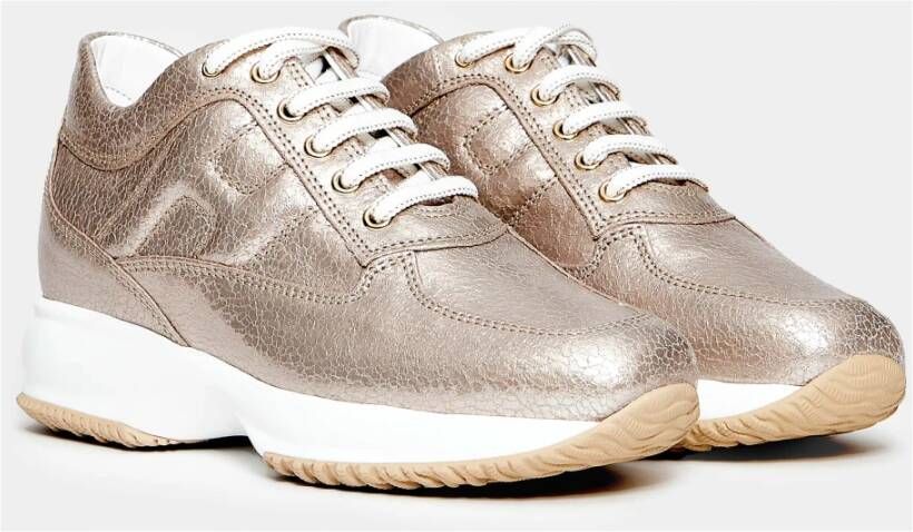 Hogan Gouden Interactieve Sneakers voor Vrouwen Beige Dames