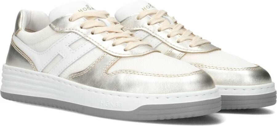 Hogan Gouden Lage Top Sneakers Mesh Leer Yellow Dames