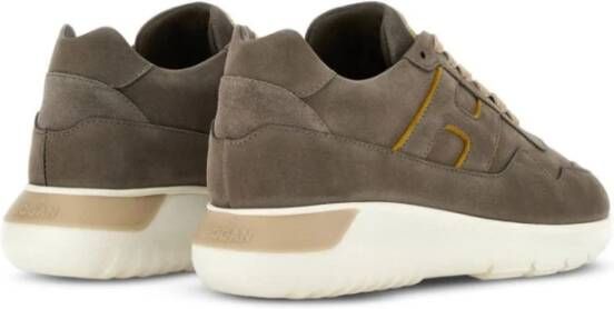 Hogan Grijze Gele Suède Sneaker Brown Heren