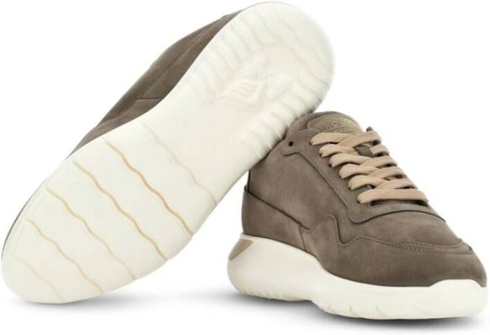 Hogan Grijze Gele Suède Sneaker Brown Heren