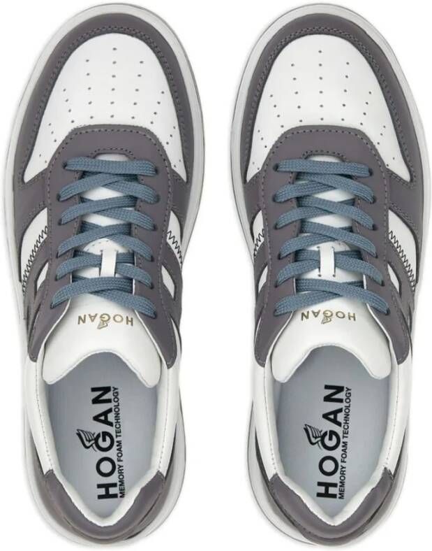 Hogan Grijze Leren Panel Sneakers Logo Multicolor Heren