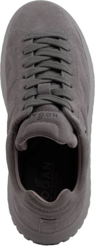 Hogan Grijze Leren Sneakers met Geborduurd Logo Gray Dames