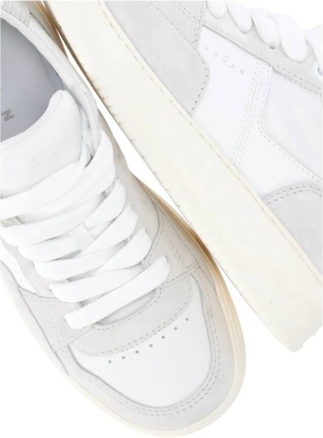 Hogan Grijze Leren Sneakers met Logodetail Gray Dames