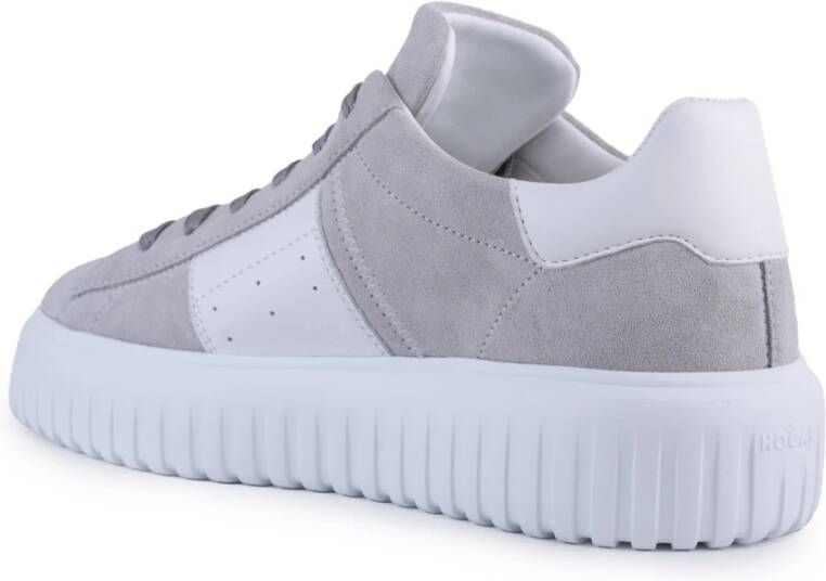 Hogan Grijze Leren Sneakers met Suède Details Gray Heren