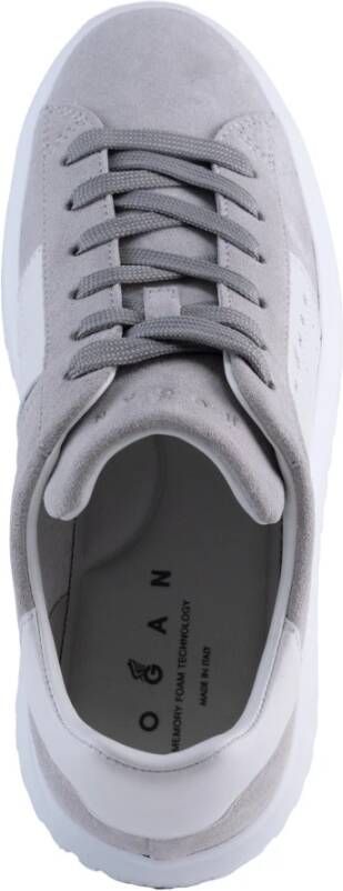 Hogan Grijze Leren Sneakers met Suède Details Gray Heren