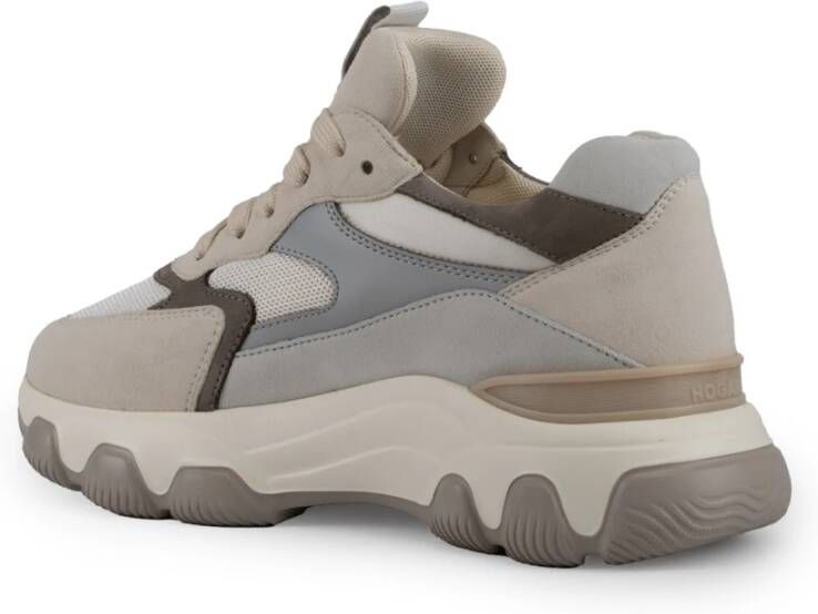 Hogan Grijze Leren Sneakers met Technische Stofdetails Gray Dames