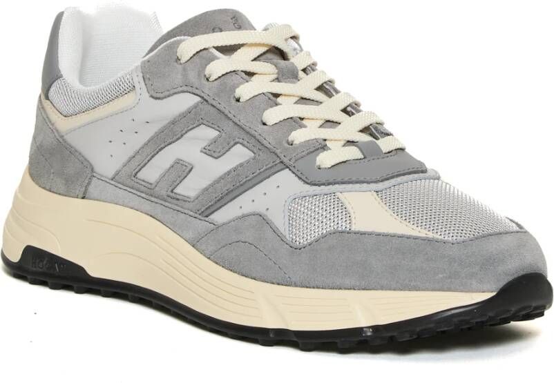 Hogan Grijze Sneakers Hyperlight Leer Mesh Gray Heren