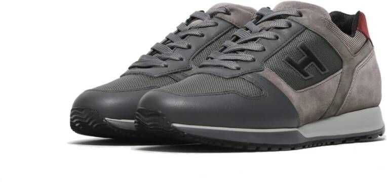 Hogan Grijze Sneakers Leer Suède Lichtgewicht Gray Heren