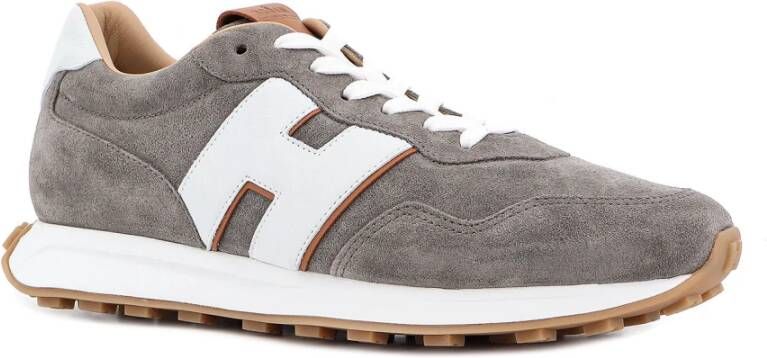 Hogan Grijze Sneakers Memory Foam Leren Patch Gray Heren