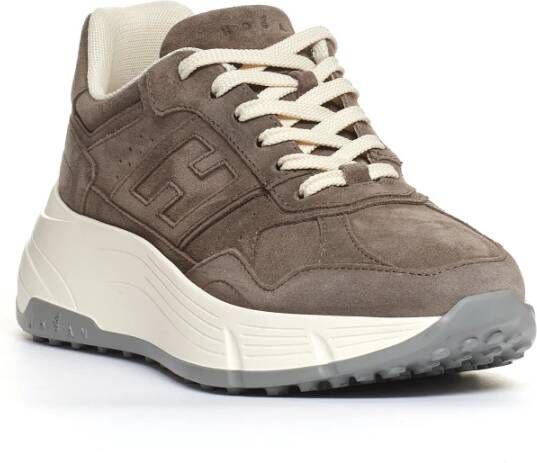 Hogan Grijze suède hoge sneakers Brown Dames