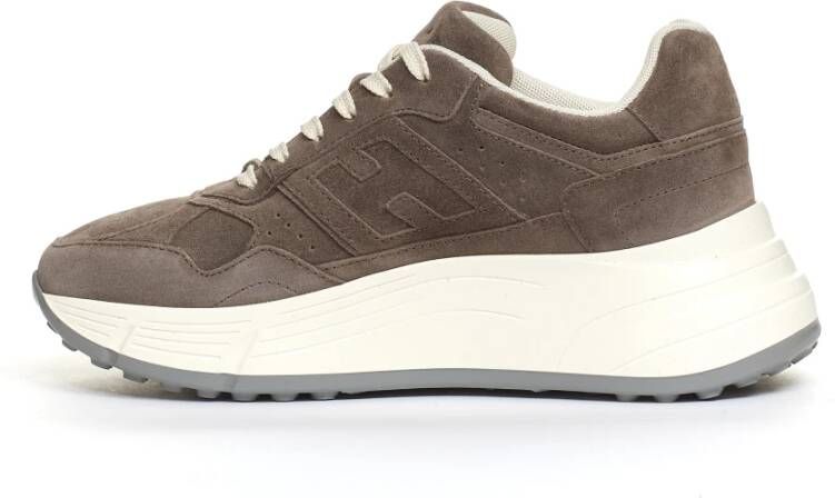 Hogan Grijze suède hoge sneakers Brown Dames