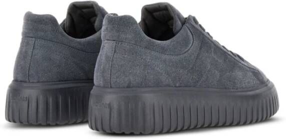 Hogan Grijze Suède Leren Sneakers Dikke Zool Gray Heren